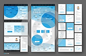 Website template design with interface elements