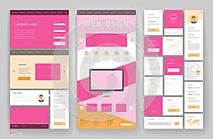 Website template design with interface elements