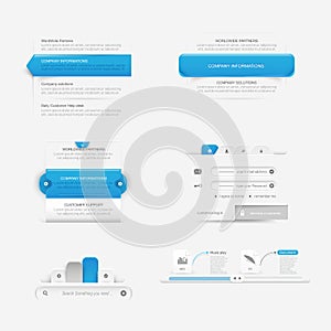 Website template design menu navigation elements with icons