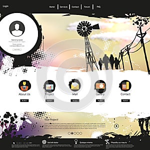 Website template /Grunge colorful professional design/