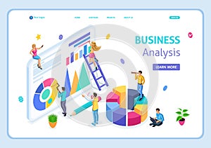 Website Template Landing page Isometric Business analysis, Can use for web banner. Easy to edit and customize