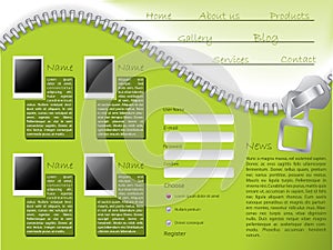 Website template with zipper design