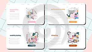 Website testing web banner or landing page set. Code