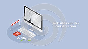 Website Under Construction Page Isometric Banner