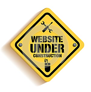 Website Under Construction Sign in White Backgroun