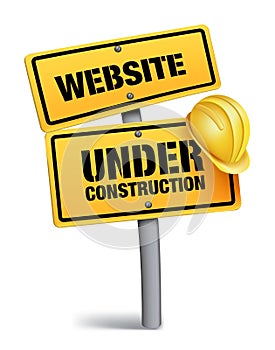 Website Under Construction Sign in White Background