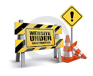 Website Under Construction Sign in White Background photo