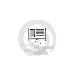 Website Web Icon. Flat Line Filled Gray Icon Vector