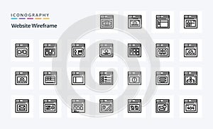 25 Website Wireframe Line icon pack