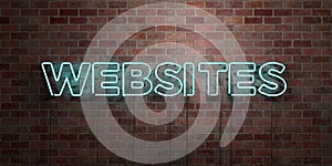 WEBSITES - fluorescent Neon tube Sign on brickwork - Front view - 3D rendered royalty free stock picture