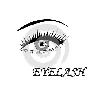 Webvector eyelashes logo banner. lamination of eyelashes, black eyebrows..