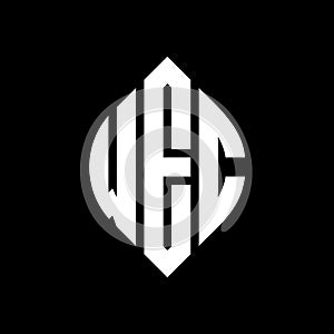 WEC circle letter logo design with circle and ellipse shape. WEC ellipse letters with typographic style. The three initials form a
