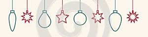 WeChristmas toys. Christmas garlands vector icons. Xmas. Stars and balls in line design. Vector illustration
