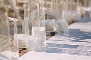 Weddind decoration on open air.decor of a beautiful white arch