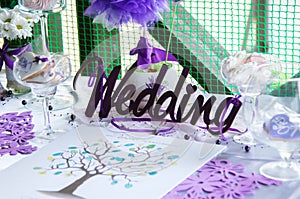 Wedding accessories. Decoration of the table.
