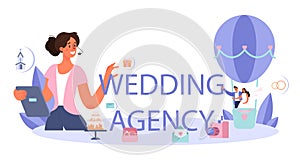 Wedding agency typographic header. Professional organizer planning wedding event