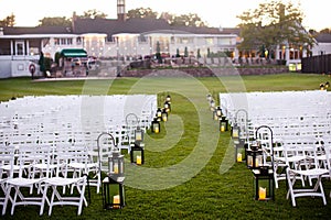 Wedding aisle with lanterns