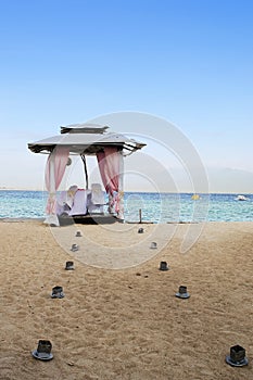 Wedding altar on beach