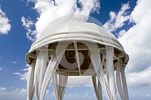 Wedding altar on the blue sky