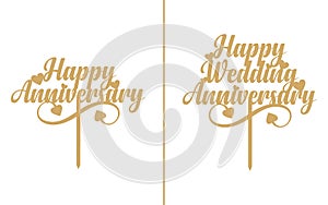 Wedding Anniversary Cake Topper vector design