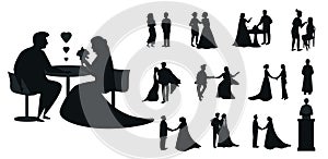 Wedding arch couple composition silhouettes vector