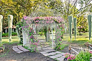 Wedding arch flower in park public