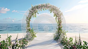 Wedding arch with flowers at the beach