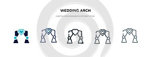 Wedding arch icon in different style vector illustration. two colored and black wedding arch vector icons designed in filled,