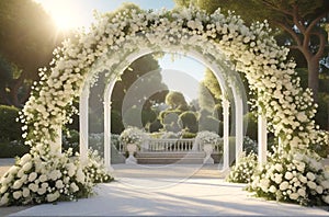 Wedding arch with white flowers