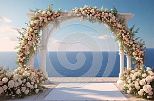 Wedding arch with white flowers