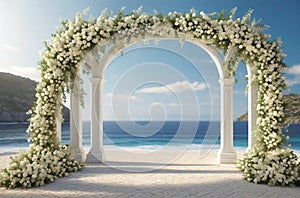 Wedding arch with white flowers