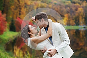Wedding in autumn park
