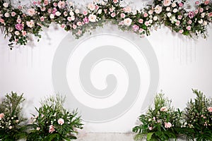Wedding backdrop with flower and decoration