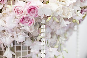 Wedding backdrop with flower and wedding decoration