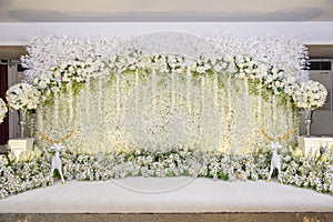 Wedding backdrop with flower and wedding decoration