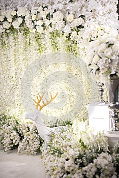 Wedding backdrop with flower and wedding decoration