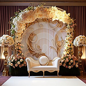 Wedding Backdrop Wallpaper with Flower and other Ornaments