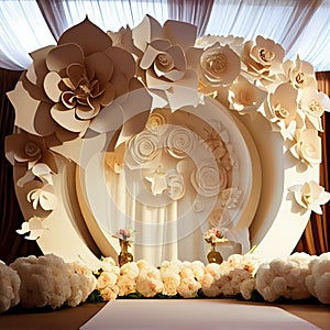 Wedding Backdrop Wallpaper with Flower and other Ornaments