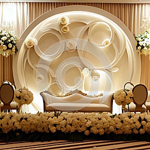 Wedding Backdrop Wallpaper with Flower and other Ornaments