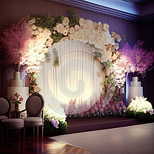 Wedding Backdrop Wallpaper with Flower and other Ornaments