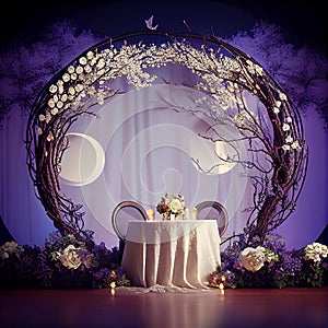 Wedding Backdrop Wallpaper with Flower and other Ornaments