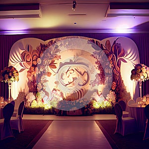 Wedding Backdrop Wallpaper with Flower and other Ornaments