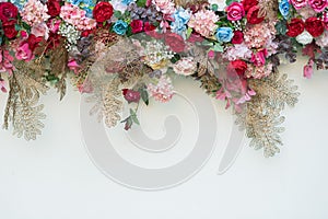 Wedding backdrop, wedding flower decoration, rose wall, colorful background, fresh rose, bunch of flower