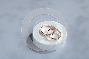 wedding background. gold wedding rings. marriage concept. copy space.