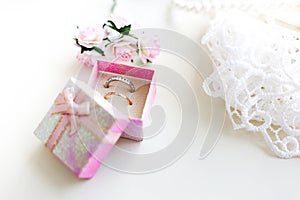 Wedding background for weddings accessorie and two golden rings