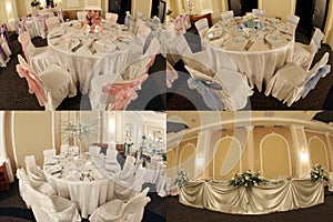 Wedding ballroom, multicam, screen split in four parts