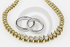 Wedding Bands with Diamond Necklace