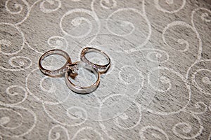 Wedding Bands Engagement Ring Arranged as Hidden Mickey