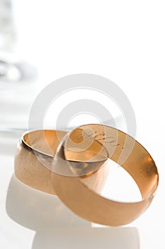 Wedding bands and glass