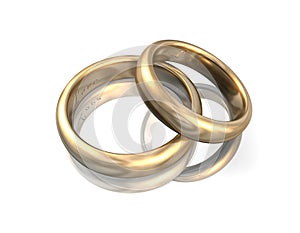 Wedding Bands Gold 3D Love